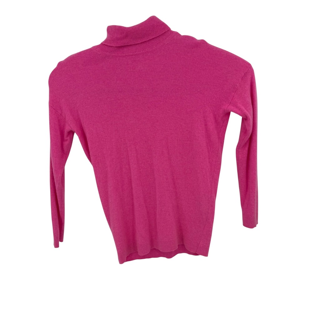 John Lewis Cashmere Sweater Women 12 Pink Turtleneck Soft Luxury Winter Barbie